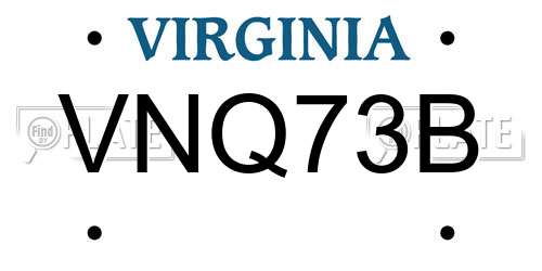 VNQ73B Virginia License Plate