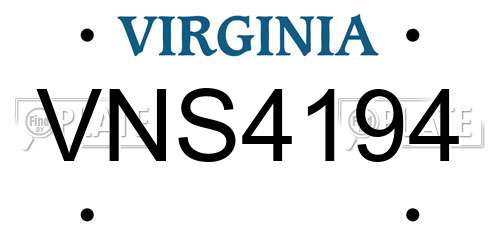 VNS4194 Virginia License Plate