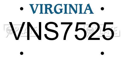 VNS7525 Virginia License Plate
