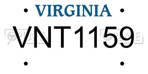 VNT1159 Virginia License Plate