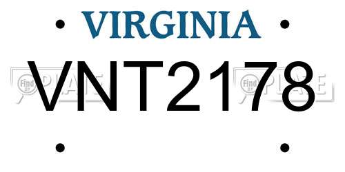 VNT2178 Virginia License Plate