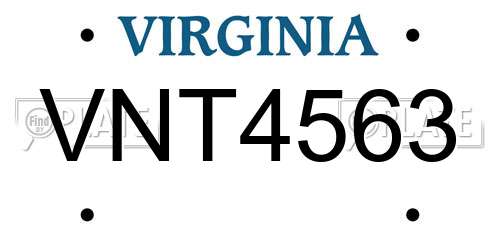 VNT4563 Virginia License Plate