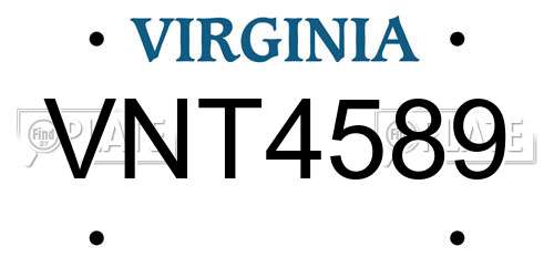 VNT4589 Virginia License Plate