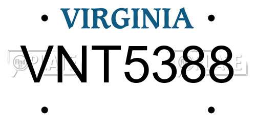 VNT5388 Virginia License Plate