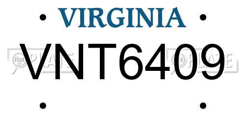 VNT6409 Virginia License Plate
