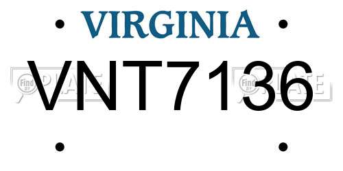 VNT7136 Virginia License Plate