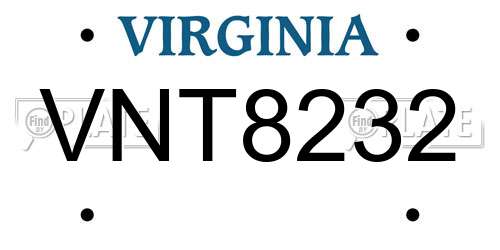 VNT8232 Virginia License Plate