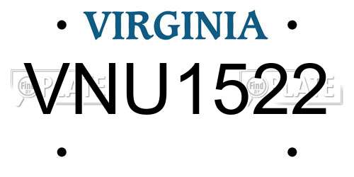 VNU1522 Virginia License Plate