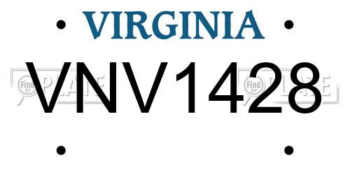 VNV1428 Virginia License Plate