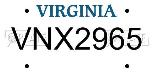 VNX2965 Virginia License Plate