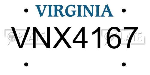 VNX4167 Virginia License Plate