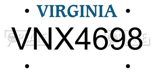 VNX4698 Virginia License Plate