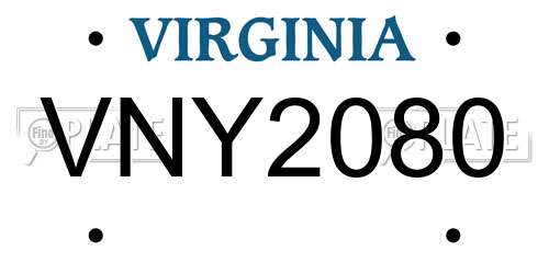 VNY2080 Virginia License Plate