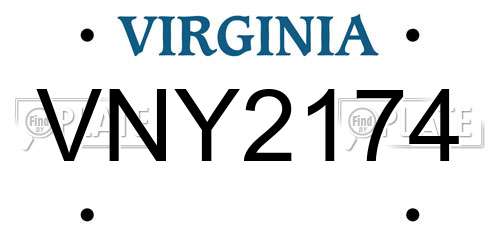 VNY2174 Virginia License Plate
