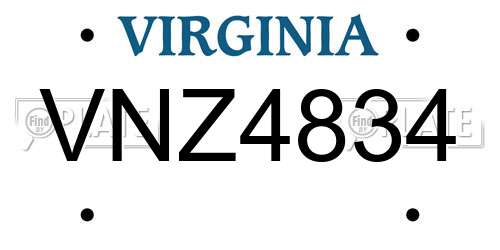 VNZ4834 Virginia License Plate