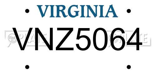 VNZ5064 Virginia License Plate