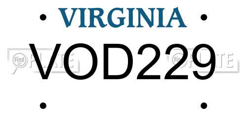VOD229 Virginia License Plate