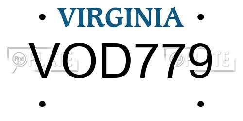 VOD779 Virginia License Plate