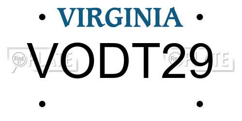 VODT29 Virginia License Plate