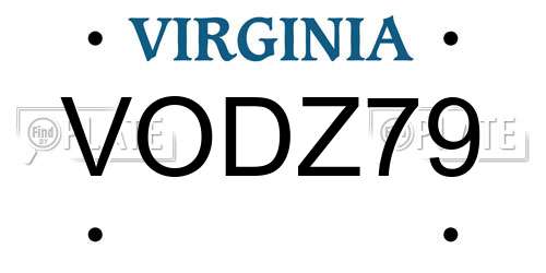 VODZ79 Virginia License Plate