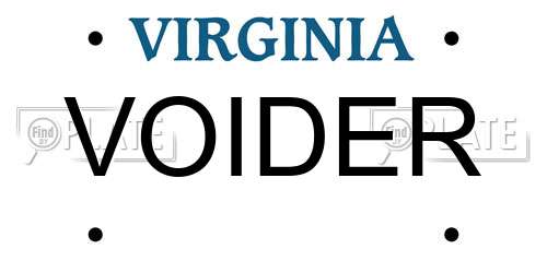 VOIDER Virginia License Plate