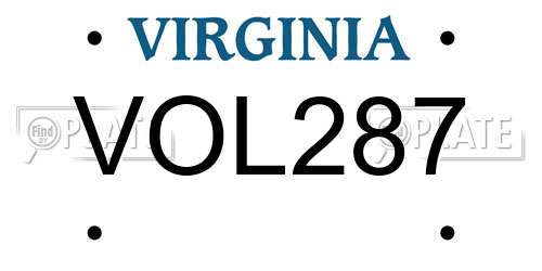 VOL287 Virginia License Plate