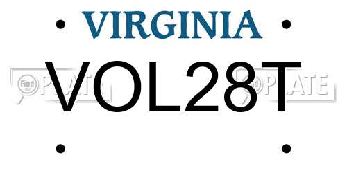 VOL28T Virginia License Plate