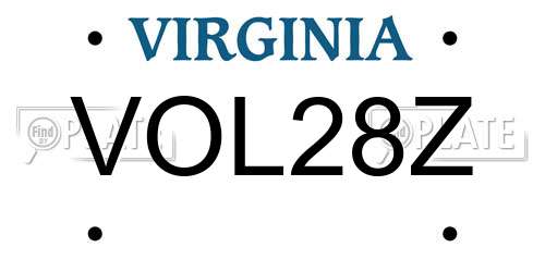 VOL28Z Virginia License Plate