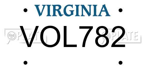 VOL782 Virginia License Plate
