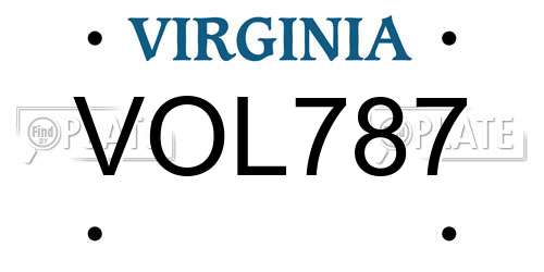 VOL787 Virginia License Plate