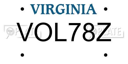 VOL78Z Virginia License Plate