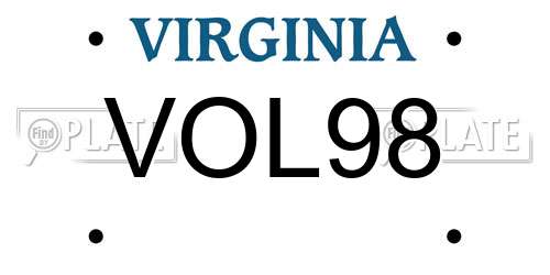 VOL98 Virginia License Plate