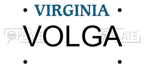 VOLGA Virginia License Plate
