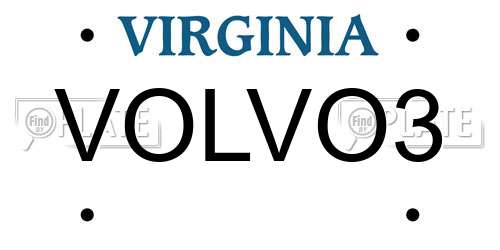 VOLVO3 Virginia License Plate