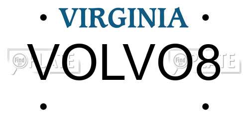 VOLVO8 Virginia License Plate