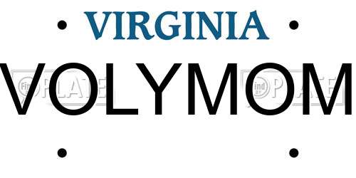 VOLYMOM Virginia License Plate