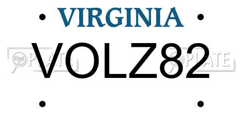 VOLZ82 Virginia License Plate