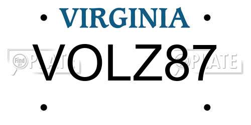 VOLZ87 Virginia License Plate