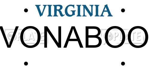 VONABOO Virginia License Plate