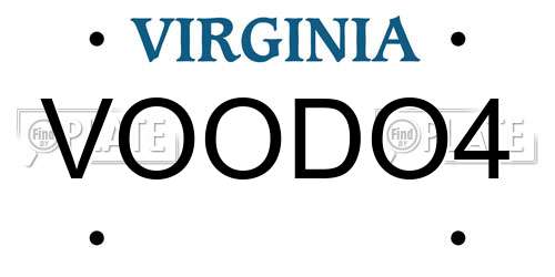 VOODO4 Virginia License Plate