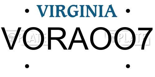 VORAOO7 Virginia License Plate