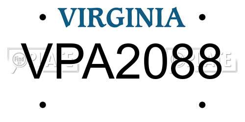 VPA2088 Virginia License Plate