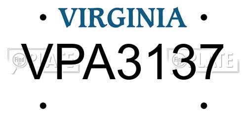 VPA3137 Virginia License Plate