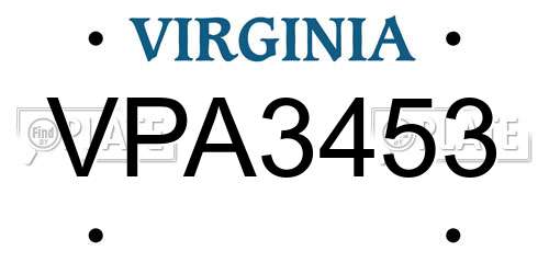 VPA3453 Virginia License Plate