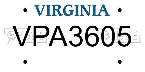 VPA3605 Virginia License Plate