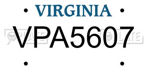VPA5607 Virginia License Plate