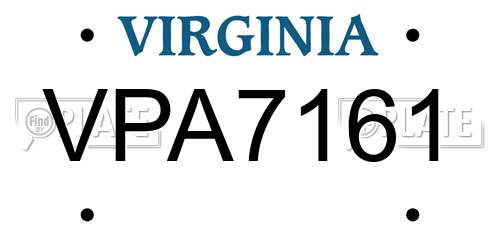 VPA7161 Virginia License Plate