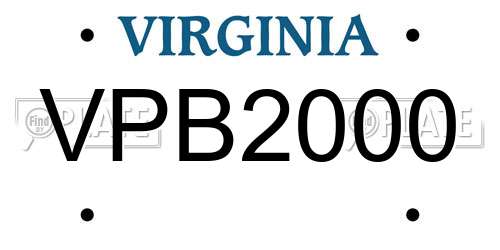 VPB2000 Virginia License Plate