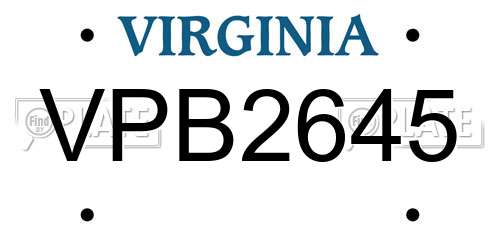 VPB2645 Virginia License Plate