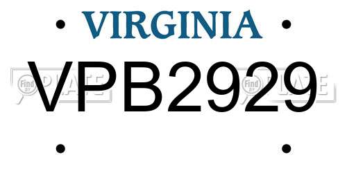 VPB2929 Virginia License Plate
